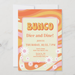 Invitation Soirée Dames Bunco Florale Rose et Orange