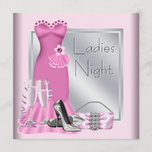 Invitation Soirée Dames Rose Champagne Argent