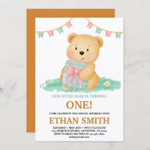 Invitation Soirée d'anniversaire à l'ours en peluche