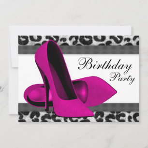 Invitation Soirée d'Anniversaire aux talons hauts et aux léop