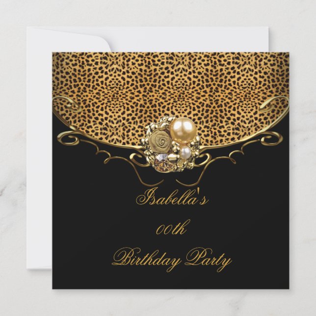 Invitation Soirée d'Anniversaire de Black Leopard Gold (Devant)