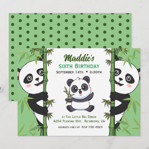 Invitation Soirée d'anniversaire de Cute Panda Kiddie