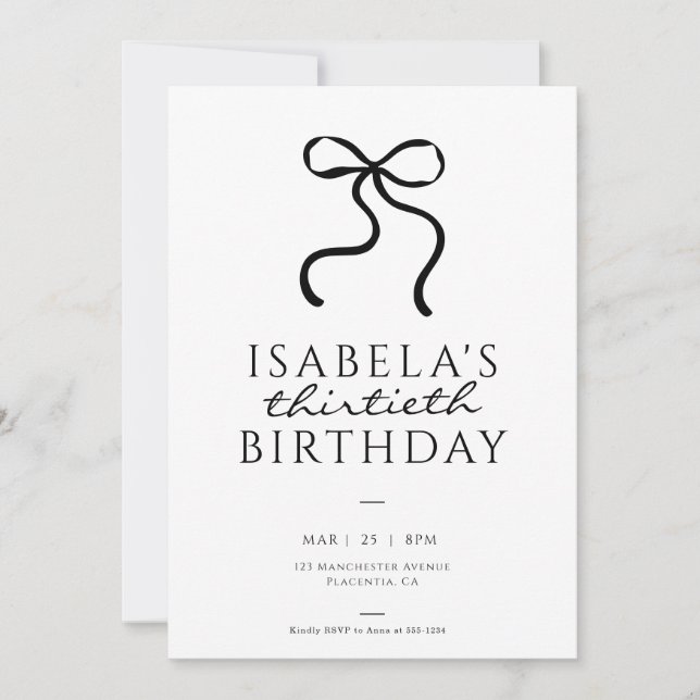 Invitation Soirée d'Anniversaire de la coquette noire (Devant)