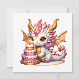 Invitation Soirée d'anniversaire de la fille du Dragon rose e