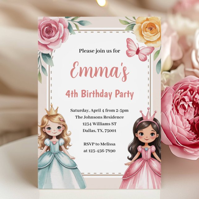 Invitation Soirée d'anniversaire de la mignonne princesse (Créateur téléchargé)