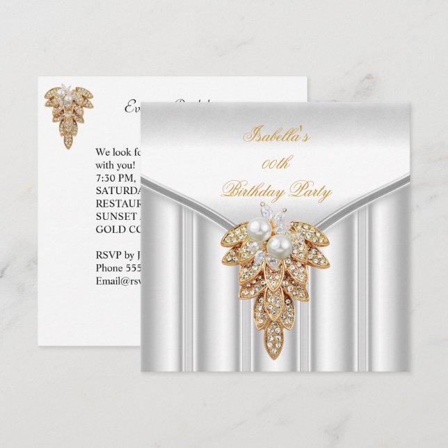 Invitation Soirée d'anniversaire de la perle d'or blanche (Devant / Derrière)