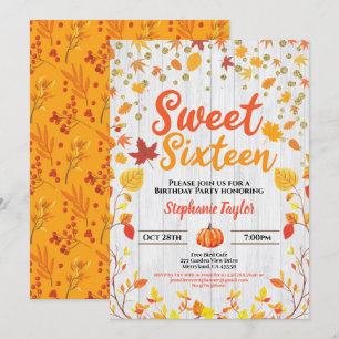 Invitation Soirée d'anniversaire de l'sweet sixteen d'automne
