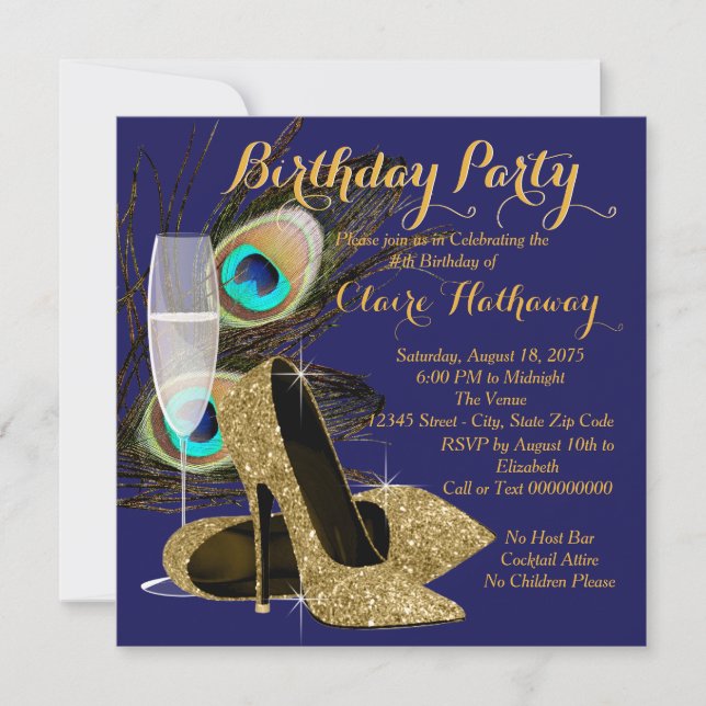 Invitation Soirée d'anniversaire de Peacock (Devant)
