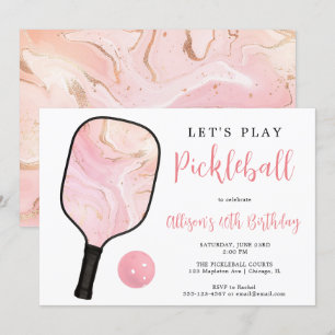 Invitation Soirée d'anniversaire de Pickball en or rose noir