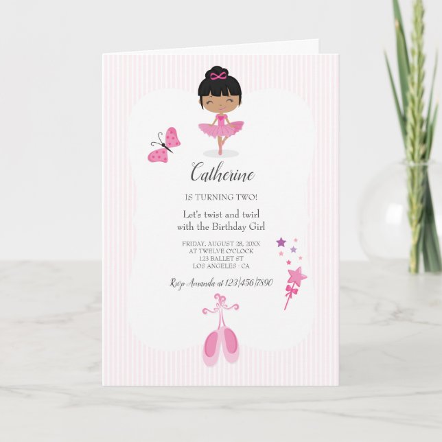 Invitation Soirée d'anniversaire de Pink Ballerina (Devant)