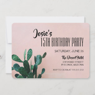 Invitation Soirée d'anniversaire de Pink Cactus