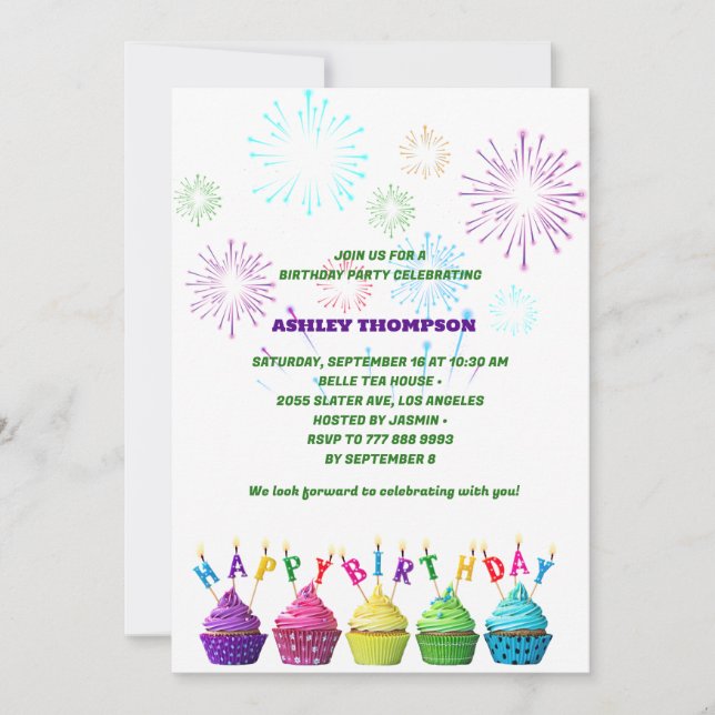 Invitation soirée d'anniversaire de Sweet Cakes (Devant)