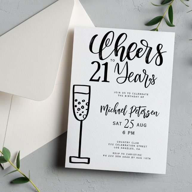 Invitation Soirée d'anniversaire de typographie pendant 21 an (Créateur téléchargé)