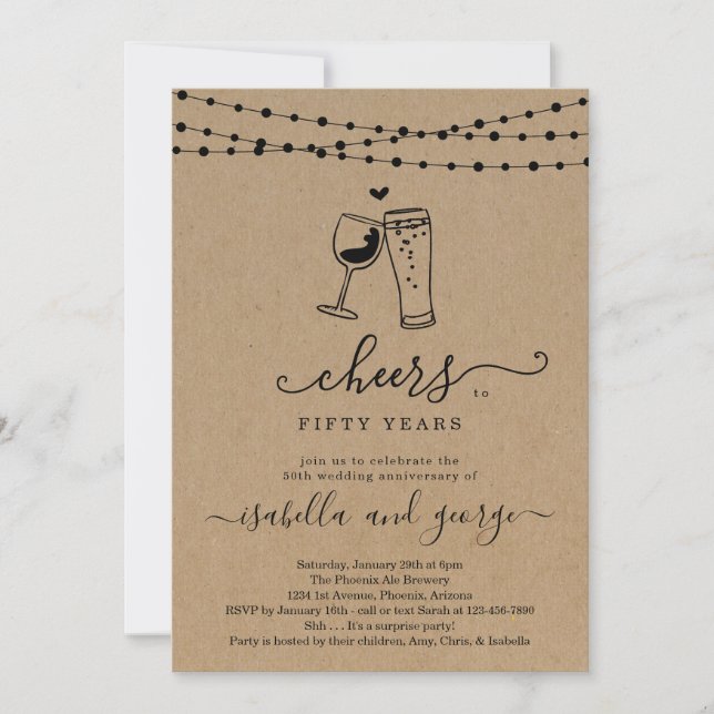 Invitation Soirée d'anniversaire de vin et de bière - N'impor (Devant)