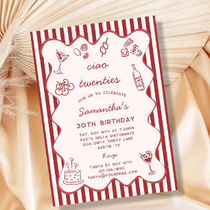 Invitation Soirée d'anniversaire des 30 ans autour de pâtes i