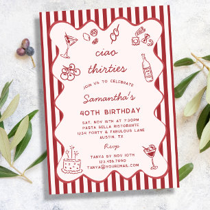 Invitation Soirée d'anniversaire des 40 ans autour de pâtes i