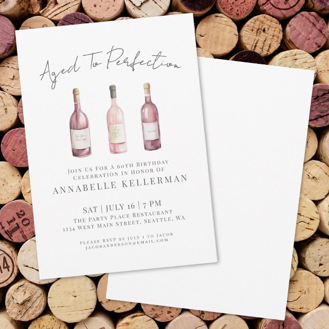 Invitation Soirée d'anniversaire des 60 ans de Wine Simple Si (Wine Simple Sixty 60th Birthday Party Invitation)