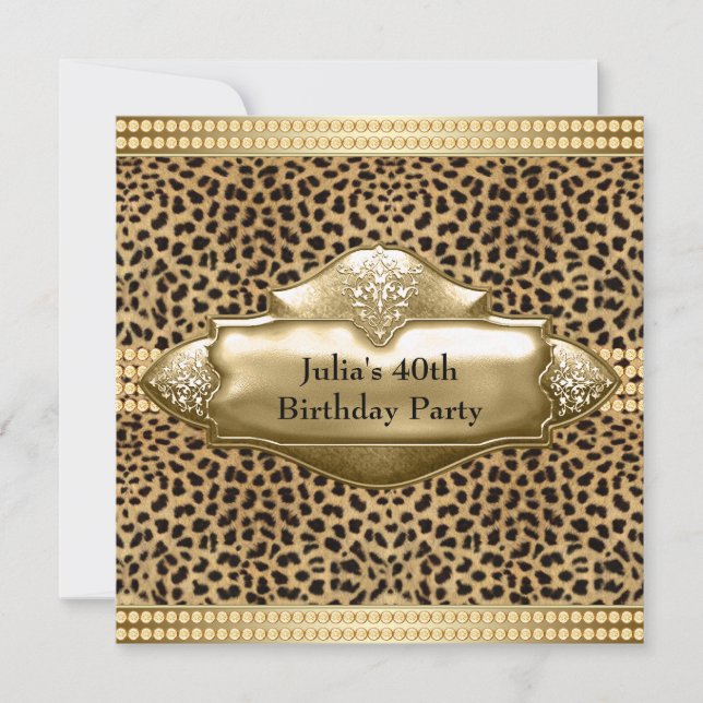 Invitation Soirée d'anniversaire des femmes léopards d'or (Devant)