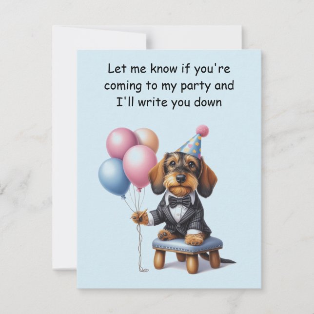 Invitation Soirée d'anniversaire du garçon Dachshund (Devant)
