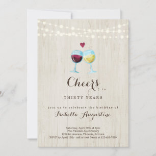 Invitation Soirée d'Anniversaire du vin rouge et blanc - N'im