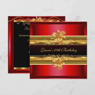 Invitation Soirée d'anniversaire Elégante Red Black Gold