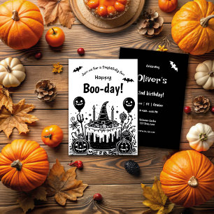 Invitation Soirée d'anniversaire Halloween noir et blanc épou