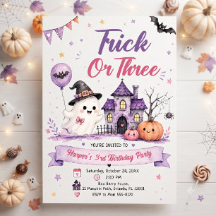 Invitation Soirée d'anniversaire Halloween Trick or Three