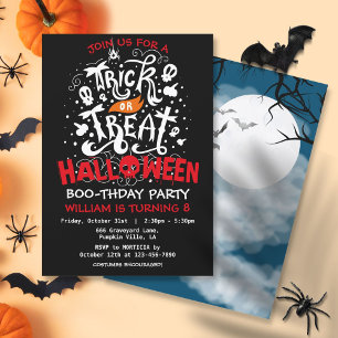 Invitation Soirée d'anniversaire Halloween Trick or Treat 