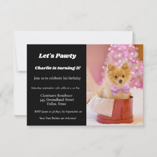 Invitation Soirée d'anniversaire minimaliste de chiots de scr