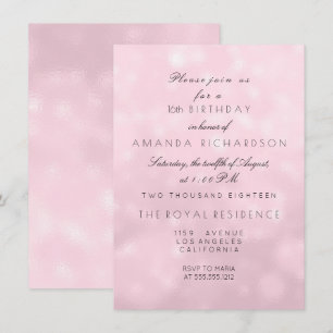 Invitation Soirée d'anniversaire minimaliste Pastel Rose Lila