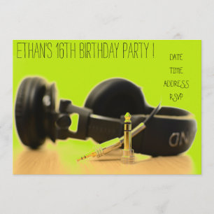 Invitation Soirée d'anniversaire pour adolescents cool DJ