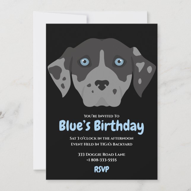 Invitation Soirée d'anniversaire pour chien chiot mignon (Devant)