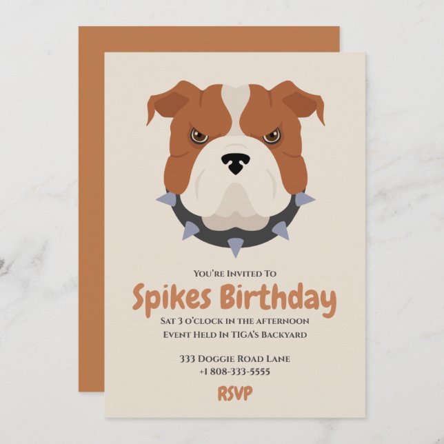 Invitation Soirée d'anniversaire pour chien chiot mignon (Devant / Derrière)