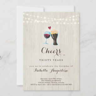 Invitation Soirée d'anniversaire pour le vin et la bière - N'