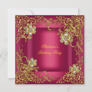 Invitation Soirée d'anniversaire Rich Rose Gold Flower