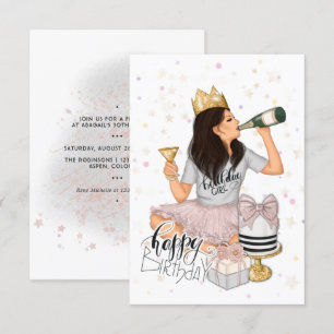 Invitation Soirée d'anniversaire rose et or