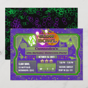 Invitation Soirée d'anniversaire sur le thème Halloween Green