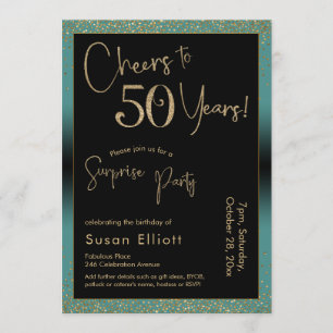 Invitation Soirée d'anniversaire surprise de 50 ans, Turquois