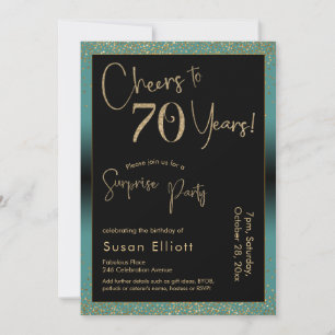 Invitation Soirée d'anniversaire surprise de 70 ans, Turquois