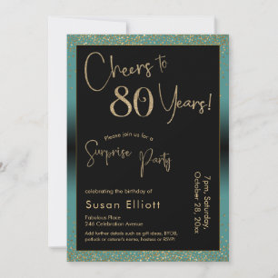 Invitation Soirée d'anniversaire surprise de 80 ans, Turquois