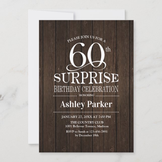 Invitation Soirée d'anniversaire surprise pour les 60 ans - B (Devant)