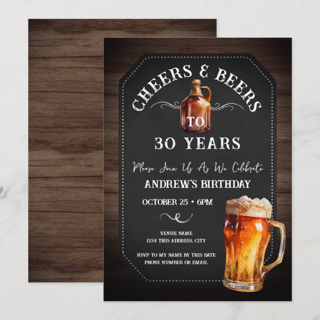 Invitation Soirée de 30e anniversaire (Devant / Derrière)