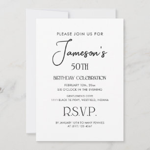 Invitation Soirée de 50e anniversaire de Simple Gentlemen