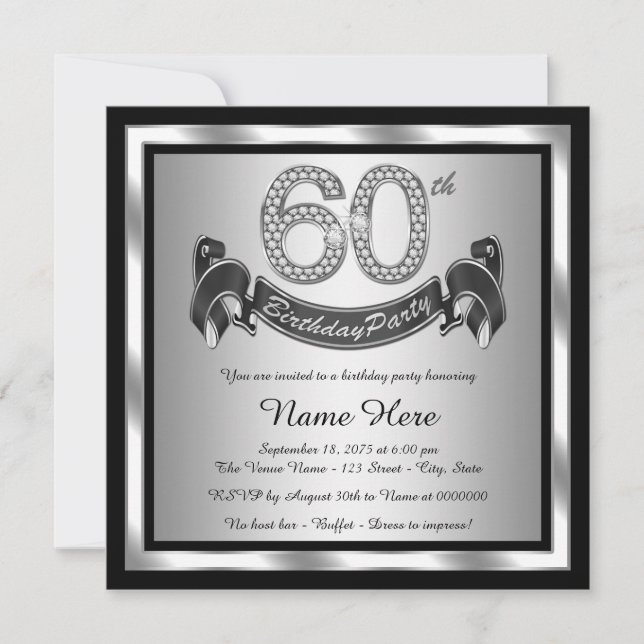 Invitation Soirée de 60e anniversaire en argent (Devant)