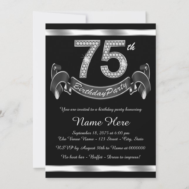 Invitation Soirée de 75e anniversaire (Devant)