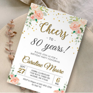 Invitation Soirée de 80 ans Chic Ladies 80e anniversaire
