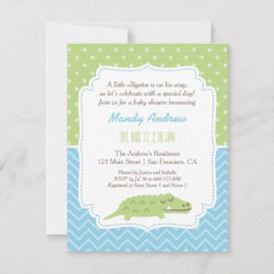 Invitation Soirée de Baby shower d'Alligator moderne