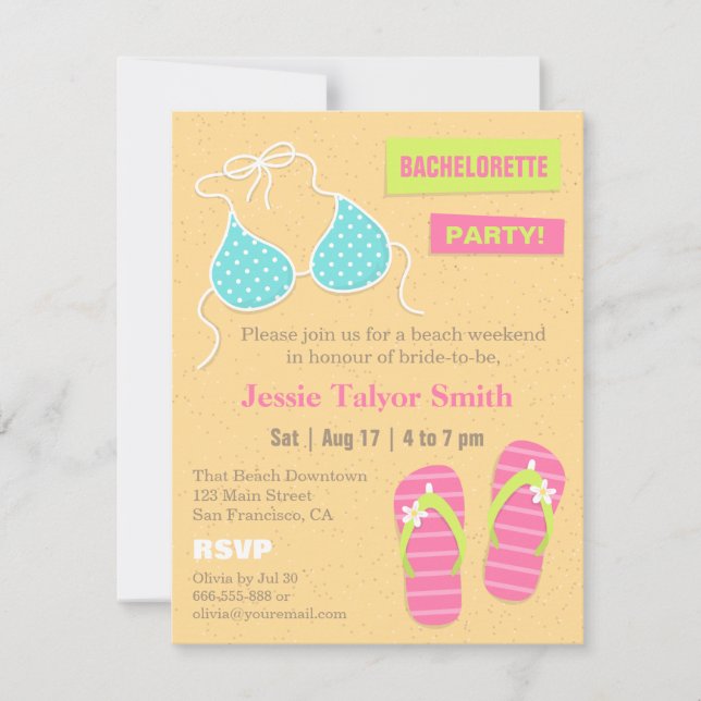 Invitation Soirée de bachelorette du week-end branché de Biki (Devant)