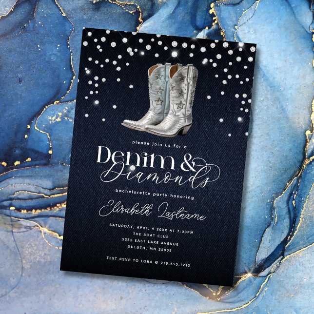 Invitation Soirée de bachelorette moderne et tendance Denim D (Créateur téléchargé)
