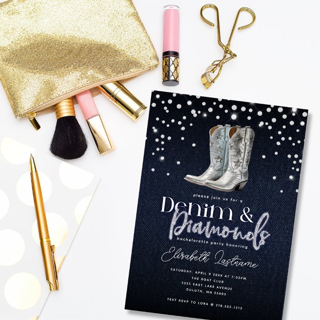 Invitation Soirée de bachelorette moderne et tendance Denim D (Créateur téléchargé)